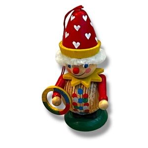 Vintage Steinbach Chistmas Ornament Wooden Clown Jester W Germany Tagged Hoop